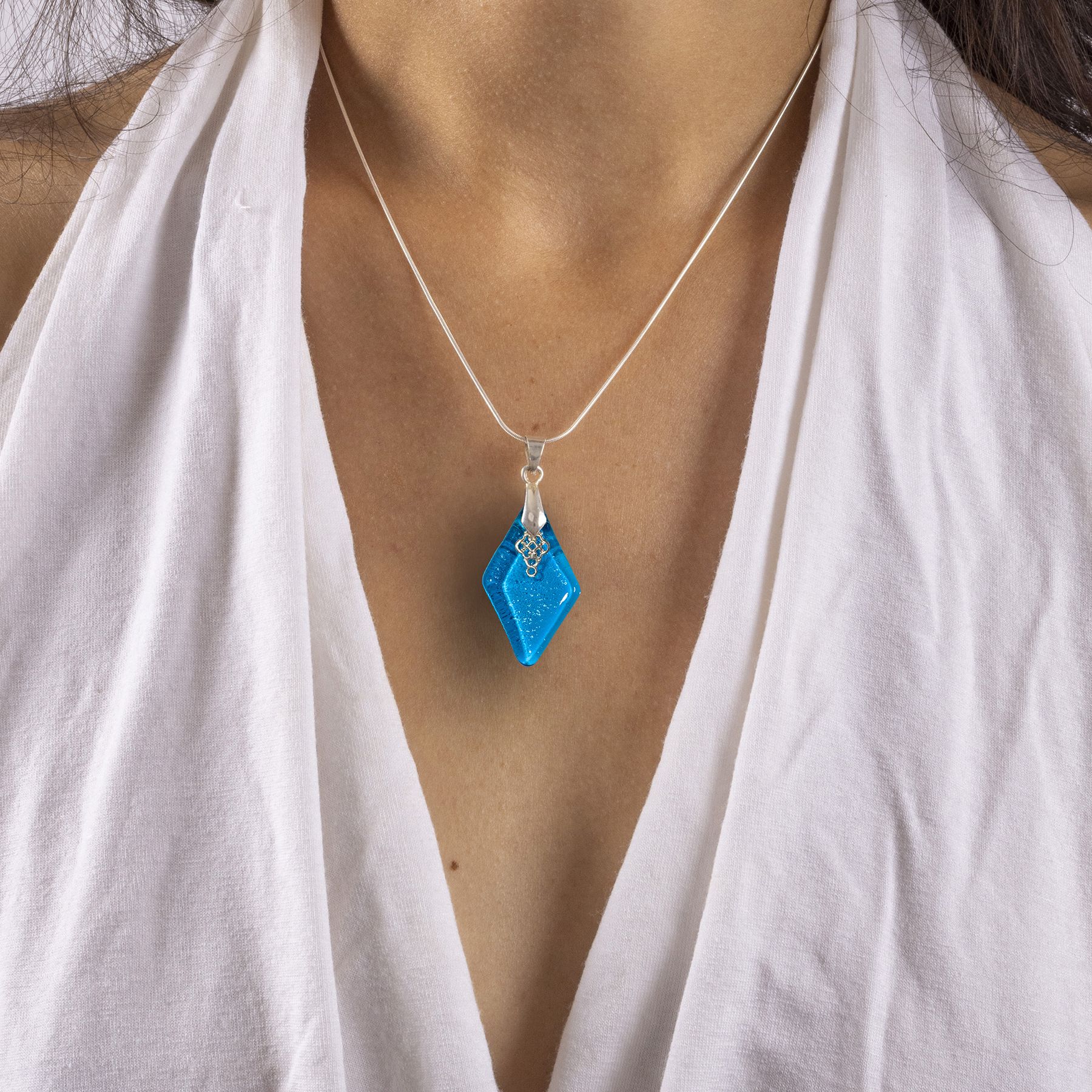 Collier losange allongé turquoise